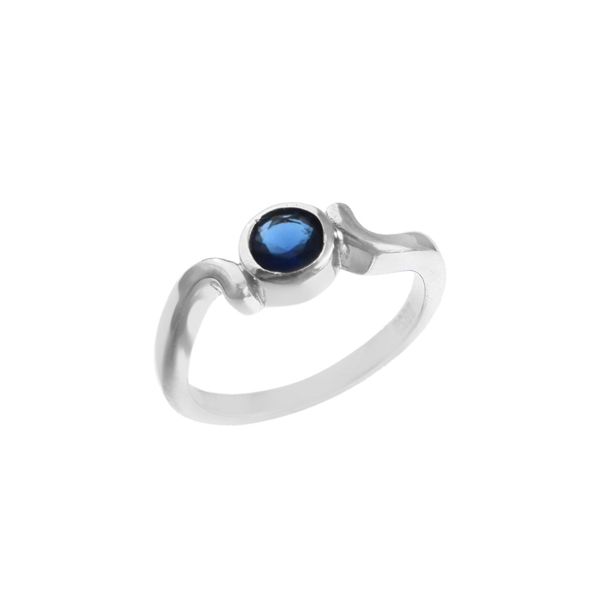 Sterling Silver Blue Sapphire Solitaire Ring - Zirak Silver