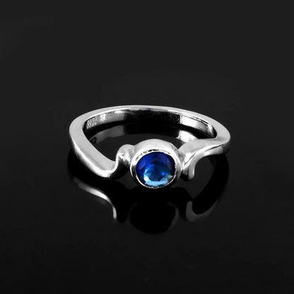 Sterling Silver Blue Sapphire Solitaire Ring - Zirak Silver