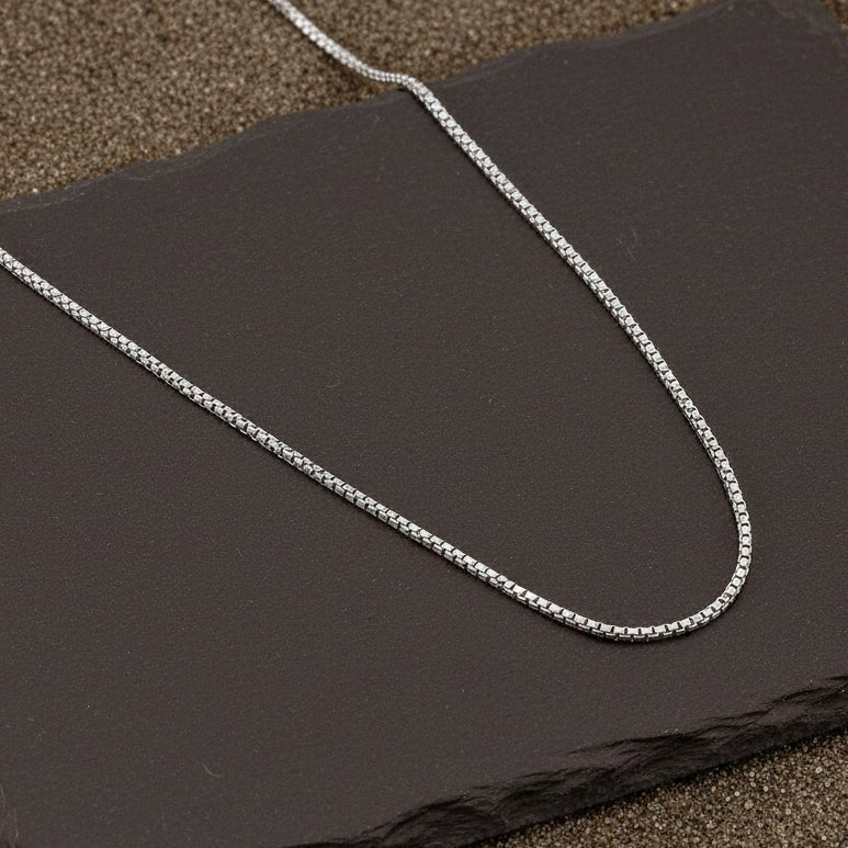 Sterling Silver Box Chain | 925 Silver Square Link Chain Necklace for Men & Women - Zirak Silver