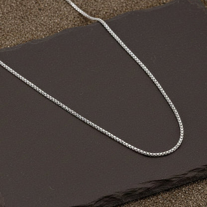 Sterling Silver Box Chain | 925 Silver Square Link Chain Necklace for Men & Women - Zirak Silver