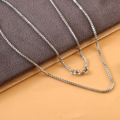 Sterling Silver Box Chain | 925 Silver Square Link Chain Necklace for Men & Women - Zirak Silver