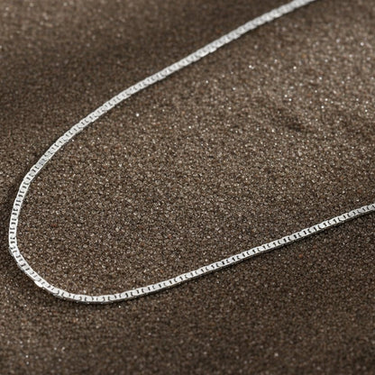 Sterling Silver Box Link Chain | 925 Silver Square Cut Necklace for Men & Women - Zirak Silver