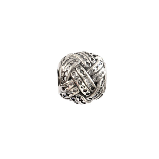 Sterling Silver Braided Knot Bead Ring | Textured Infinity Weave Charm - Zirak Silver