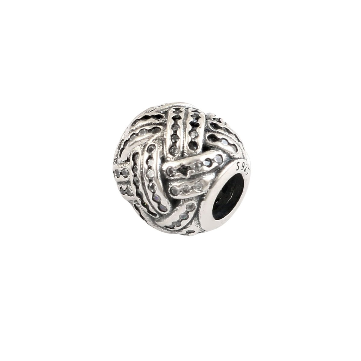 Sterling Silver Braided Knot Bead Ring | Textured Infinity Weave Charm - Zirak Silver