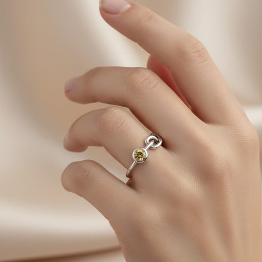 Sterling Silver Citrine Knot Ring – Dainty Gemstone Band for Women - Zirak Silver