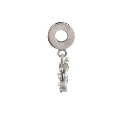 Sterling Silver Dangling Flower Charm Ring with CZ Petals - Zirak Silver