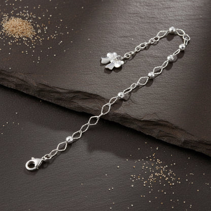 Sterling Silver Faceted Bead Bracelet with Elephant Charm – Elegant Adjustable Bracelet for Women - Zirak Silver