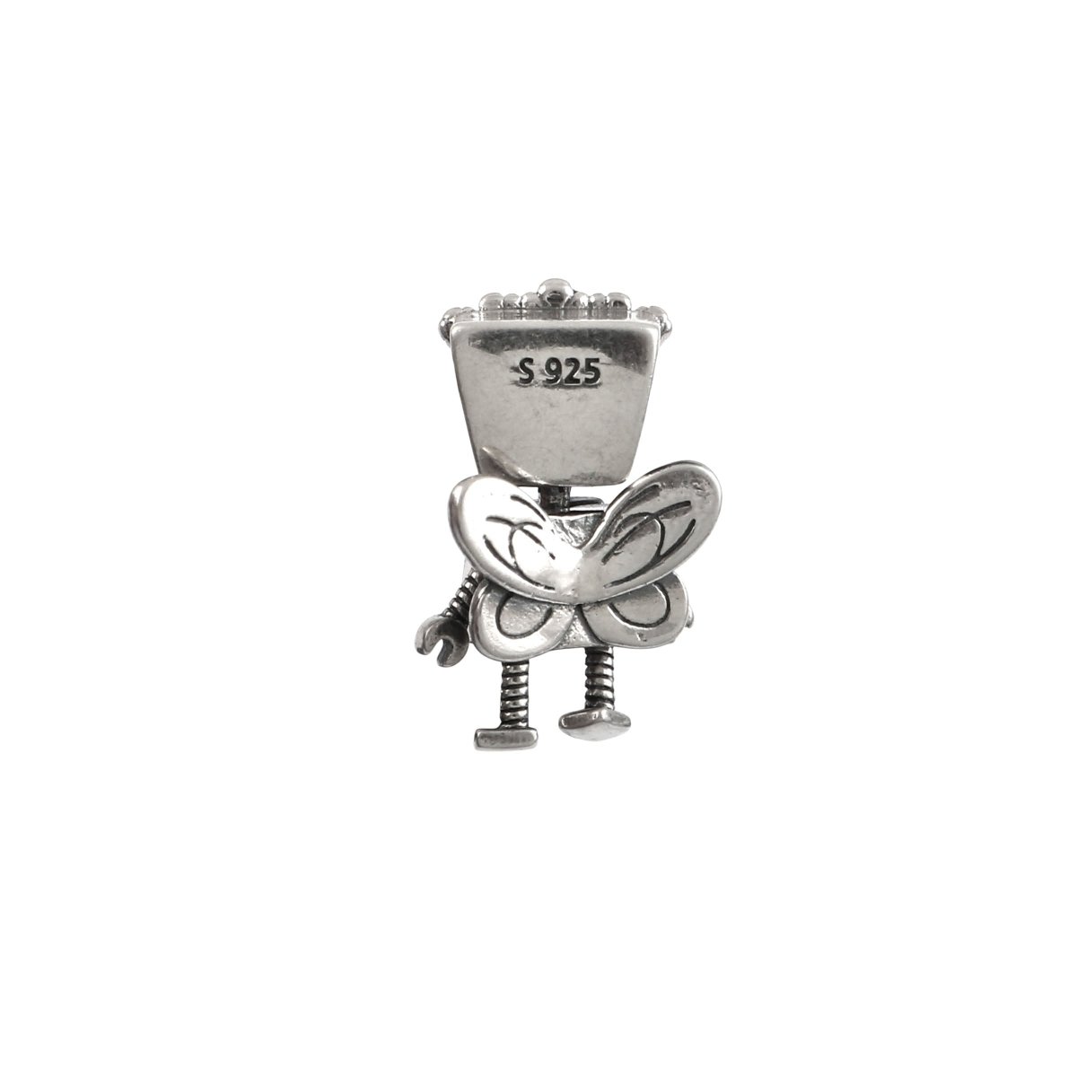 Sterling Silver Fairy Robot Charm with Wings | Cute Doll Bead for Charm Bracelet - Zirak Silver