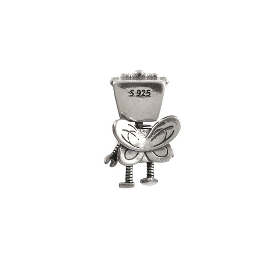Sterling Silver Fairy Robot Charm with Wings | Cute Doll Bead for Charm Bracelet - Zirak Silver
