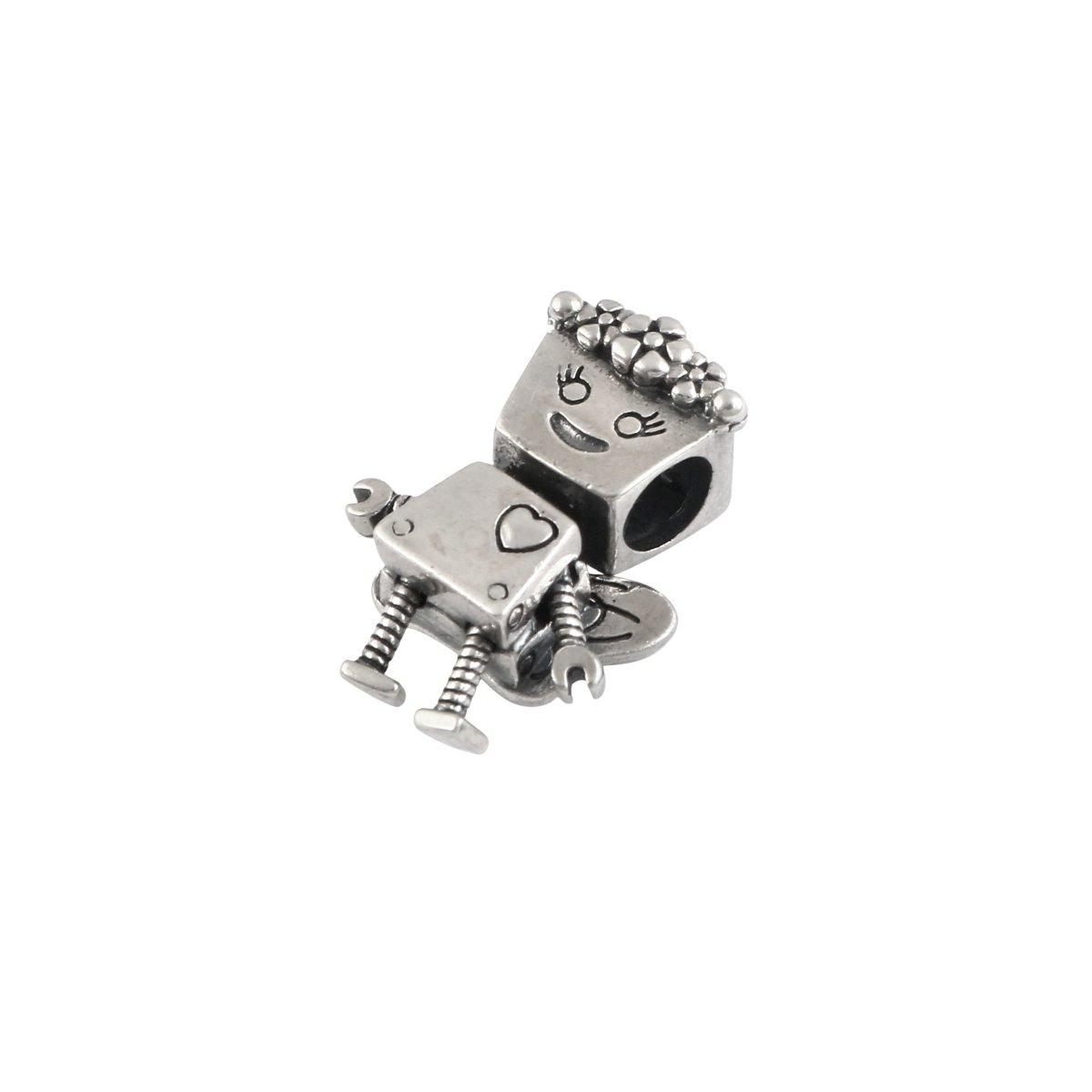 Sterling Silver Fairy Robot Charm with Wings | Cute Doll Bead for Charm Bracelet - Zirak Silver