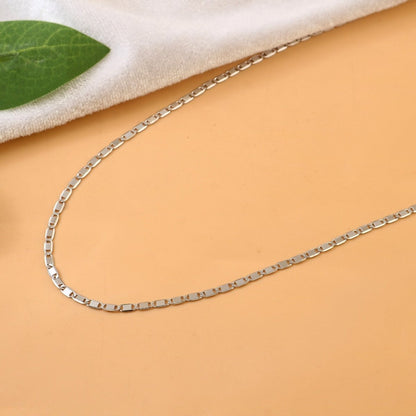 Sterling Silver Flat Link Chain | 925 Silver Long Box Chain Necklace for Men & Women - Zirak Silver