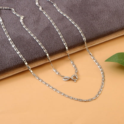 Sterling Silver Flat Link Chain | 925 Silver Long Box Chain Necklace for Men & Women - Zirak Silver