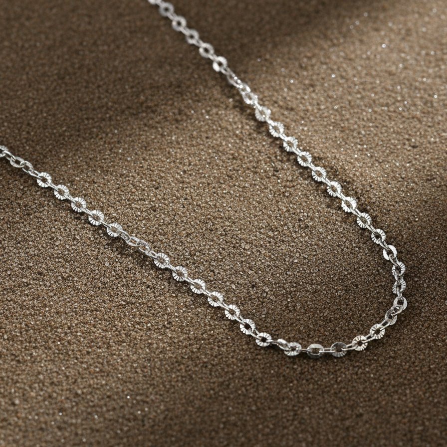 Sterling Silver Floral Cut Chain | 925 Silver Daisy Link Necklace for Women - Zirak Silver
