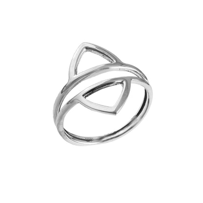 Sterling Silver Geometric Open Ring - Zirak Silver