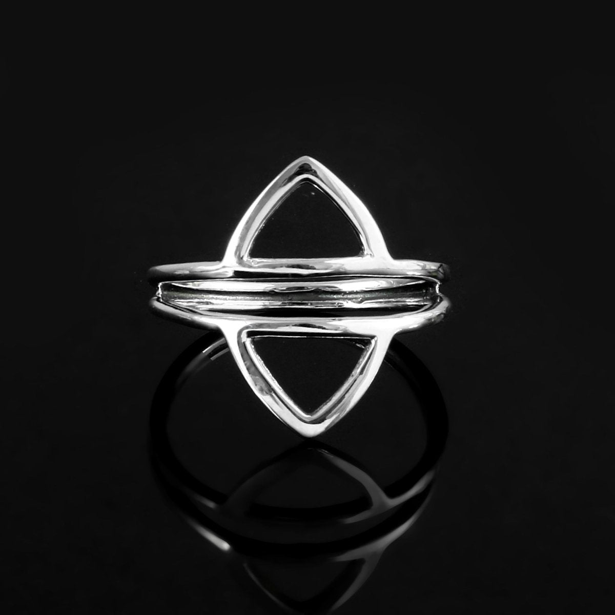 Sterling Silver Geometric Open Ring - Zirak Silver