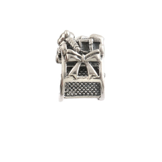Sterling Silver Gift Box Charm Ring with Teddy & Bow Design - Zirak Silver