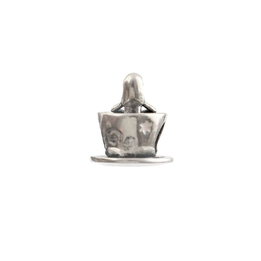 Sterling Silver Girl in Teacup Charm – Whimsical Coffee & Tea Lover Bead - Zirak Silver