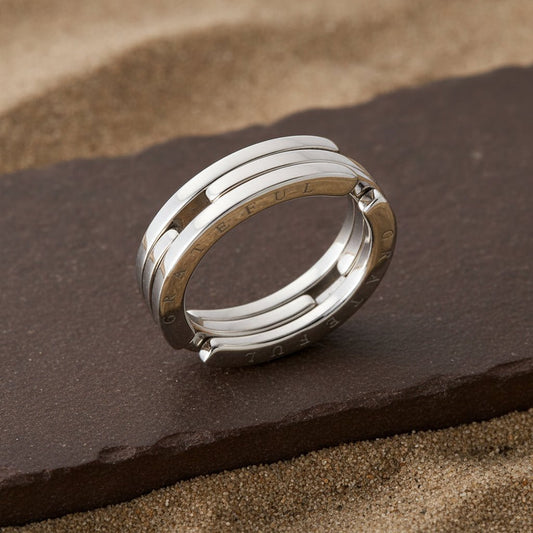 Sterling Silver “Grateful” Engraved Ring | Adjustable Unisex Band | Minimal Mindfulness Jewelry - Zirak Silver