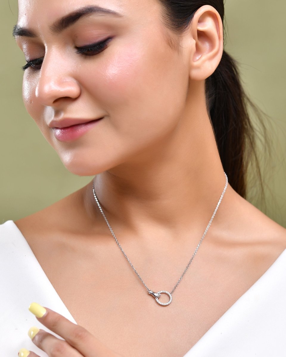 Sterling Silver Hand - Held Circle Pendant Necklace - Zirak Silver