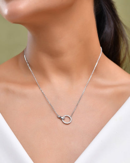 Sterling Silver Hand - Held Circle Pendant Necklace - Zirak Silver