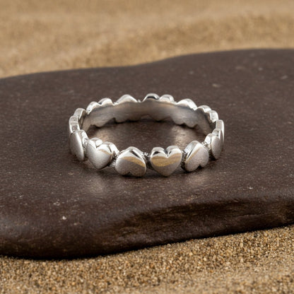 Sterling Silver Heart Band Ring for Women - Zirak Silver