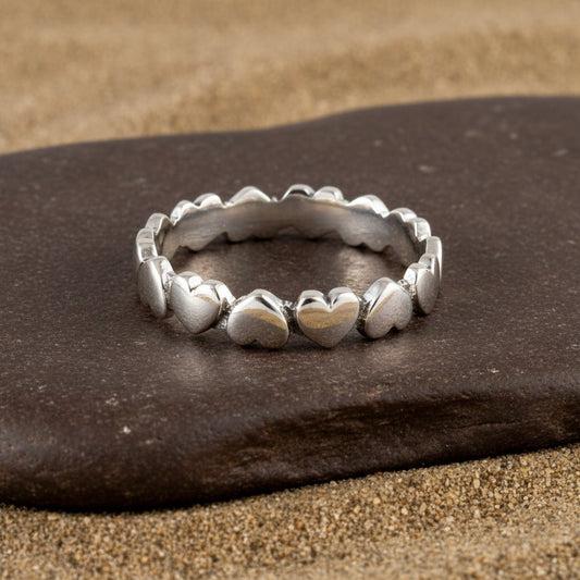 Sterling Silver Heart Band Ring for Women - Zirak Silver