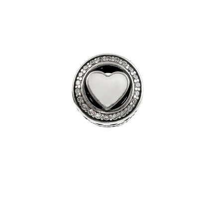 Sterling Silver Heart Charm Bead with CZ Halo | 925 Silver Spacer Charm - Zirak Silver