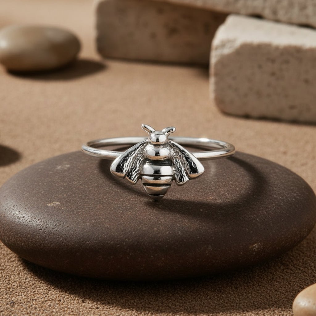 Sterling Silver Honey Bee Ring - Zirak Silver