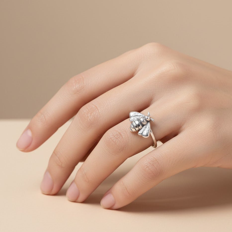 Sterling Silver Honey Bee Ring - Zirak Silver