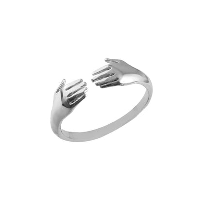 Sterling Silver Hug Ring – Minimalist Adjustable Hand Design - Zirak Silver