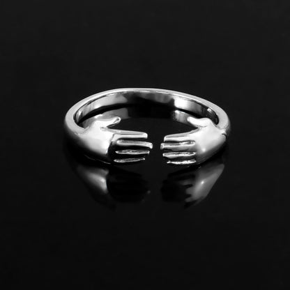 Sterling Silver Hug Ring – Minimalist Adjustable Hand Design - Zirak Silver