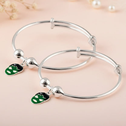 Sterling Silver Hulk Charm Bracelet Pair for Kids & Teens - Zirak Silver