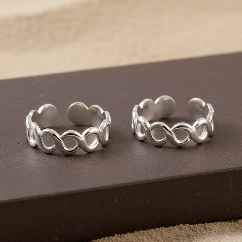 Sterling Silver Infinity Loop Toe Ring – Adjustable Open Band Jewelry - Zirak Silver