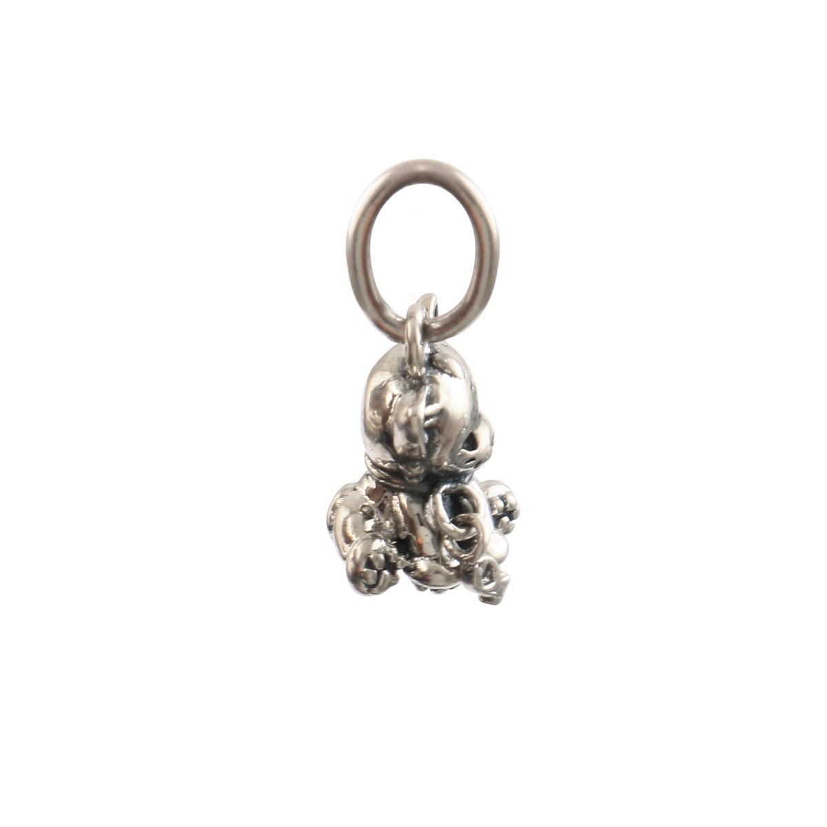 Sterling Silver Kitten Charm with Fish Dangle | Cute Cat Bead Charm for Bracelets - Zirak Silver