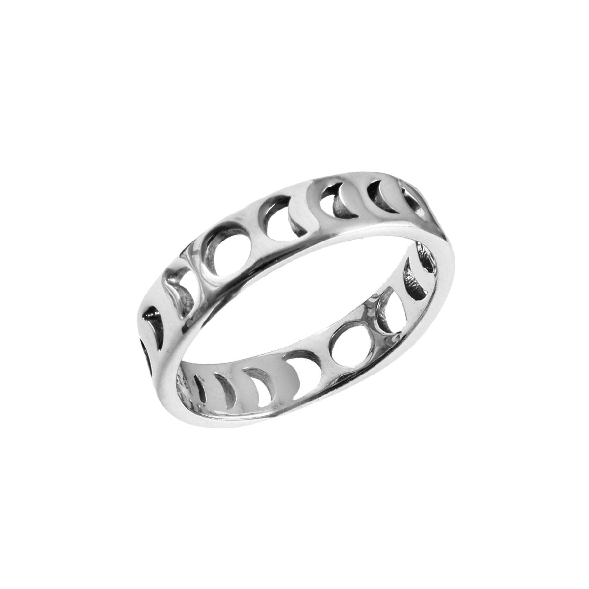 Sterling Silver Moon Phase Band Ring - Zirak Silver