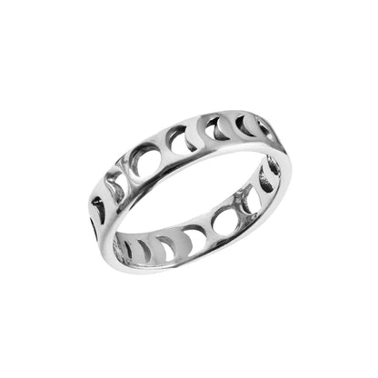 Sterling Silver Moon Phase Band Ring - Zirak Silver