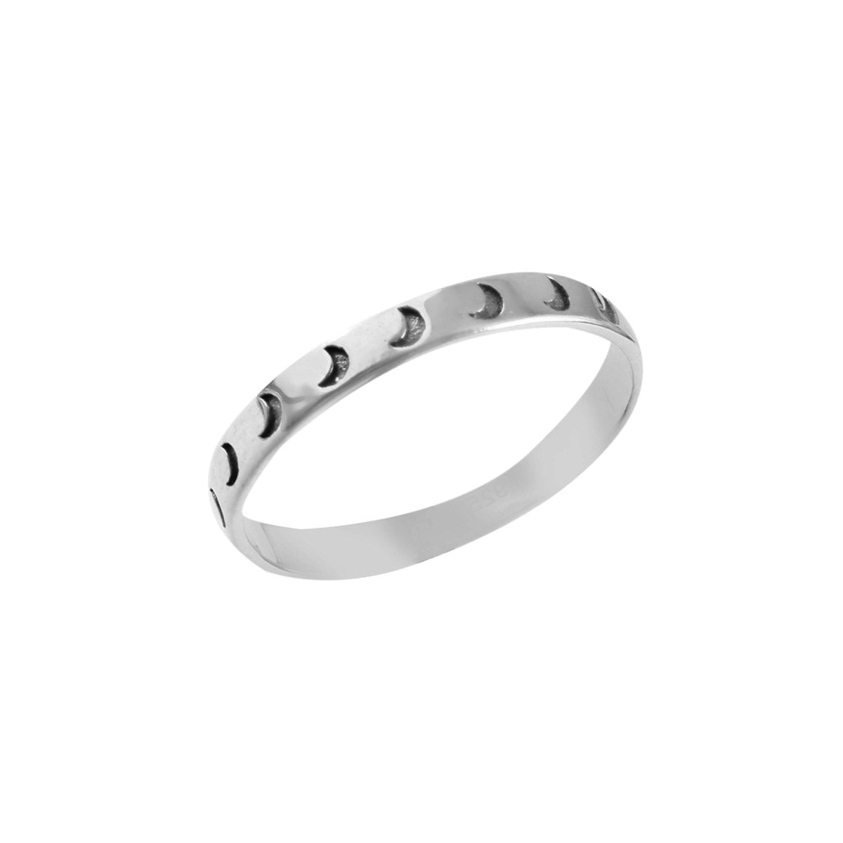 Sterling Silver Moon Phases Band Ring - Zirak Silver