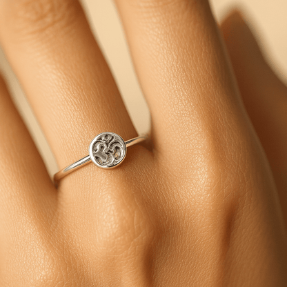 Sterling Silver Om Symbol Ring - Zirak Silver