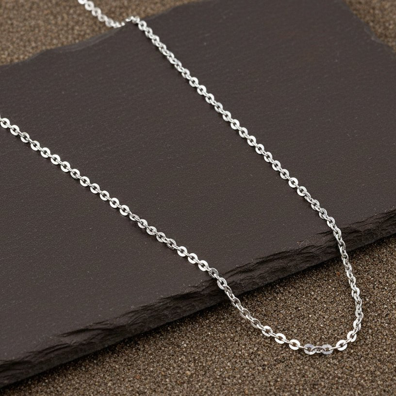 Sterling Silver Oval Link Chain | 925 Silver High Polish Cable Necklace for Men & Women - Zirak Silver