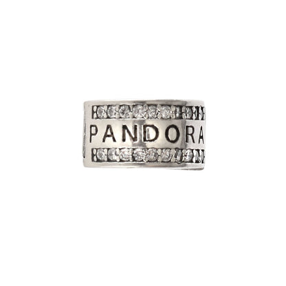 Sterling Silver Paved Logo Stopper Charm Bead for European Bracelets - Zirak Silver
