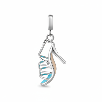 Sterling Silver Pink High Heel Shoe Charm for Bracelets - Zirak Silver