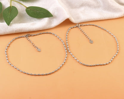 Sterling Silver Rope Chain Anklet – Elegant 925 Silver Adjustable Foot Jewelry - Zirak Silver