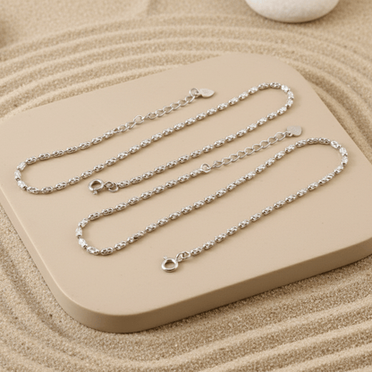 Sterling Silver Rope Chain Anklet – Elegant 925 Silver Adjustable Foot Jewelry - Zirak Silver