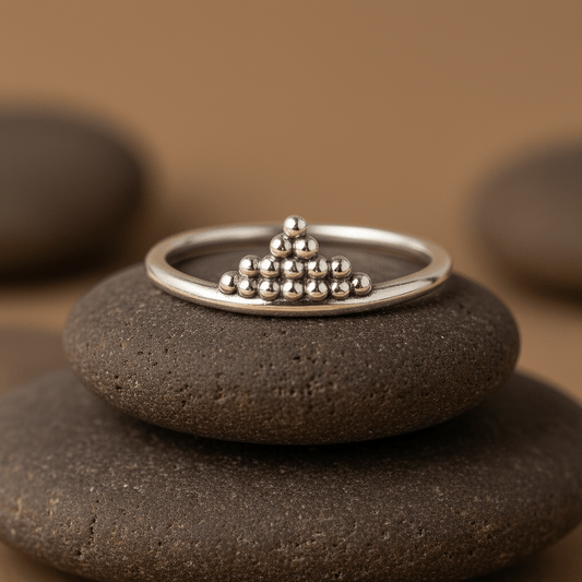 Sterling Silver Stacked Dot Crown Ring - Zirak Silver