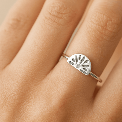 Sterling Silver Sunburst Ring - Zirak Silver