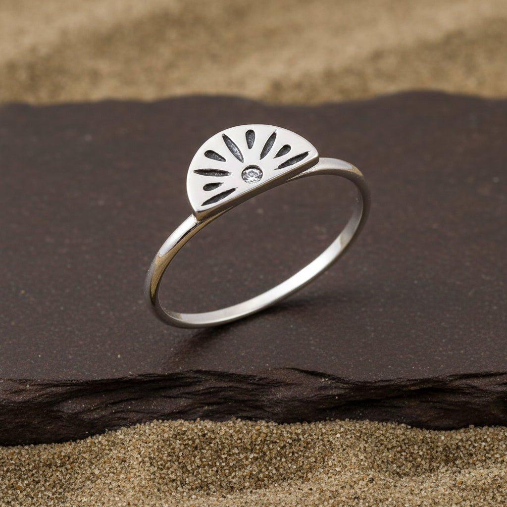 Sterling Silver Sunburst Ring - Zirak Silver