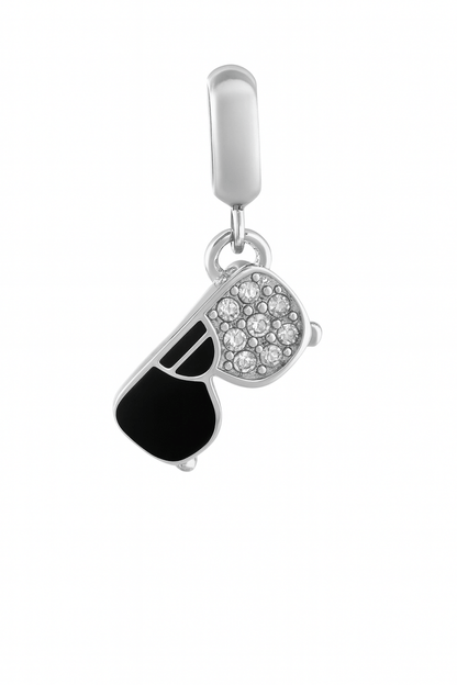 Sterling Silver Sunglasses Charm – Blue & Black Enamel with Crystal Accents - Zirak Silver