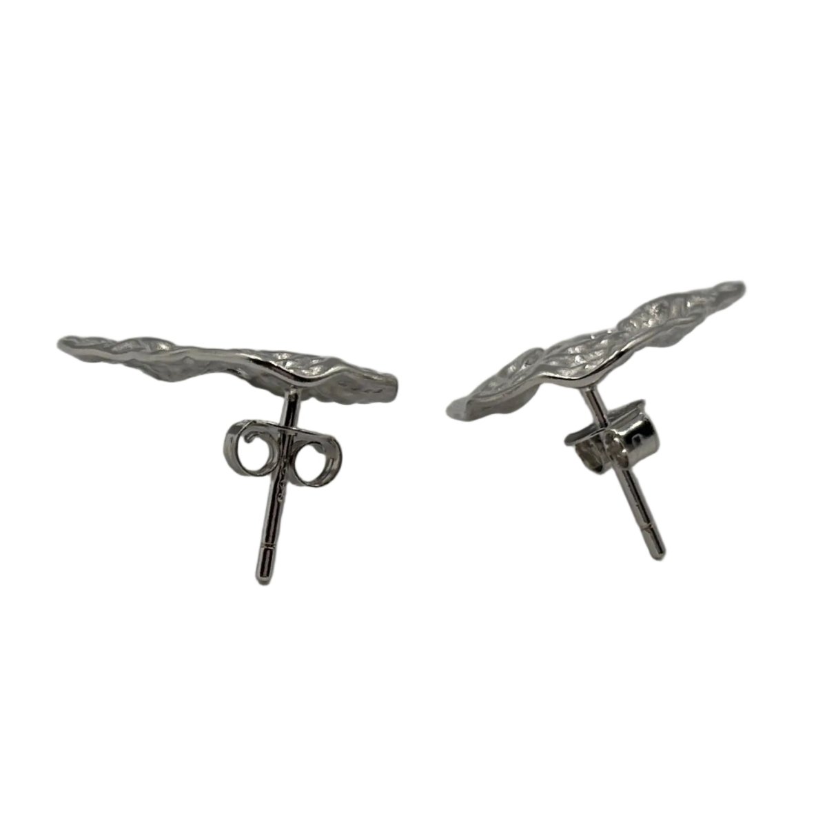 Sterling Silver Textured Abstract Stud Earrings - Zirak Silver
