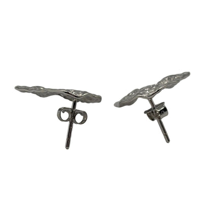 Sterling Silver Textured Abstract Stud Earrings - Zirak Silver