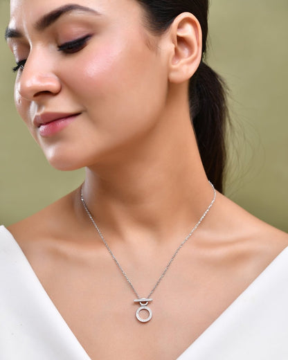 Sterling Silver Toggle Circle Pendant Necklace - Zirak Silver